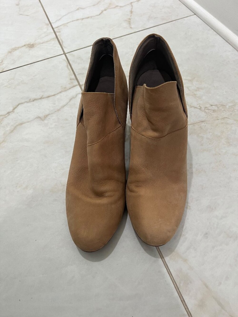 Eileen Fisher Tan Nubuck Block Heel Booties Size 10 US